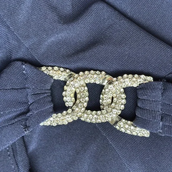 NWT Lauren Ralph Lauren Navy Blue One Shoulder Rhinestone Gown Dress Size 8 - Picture 7 of 10